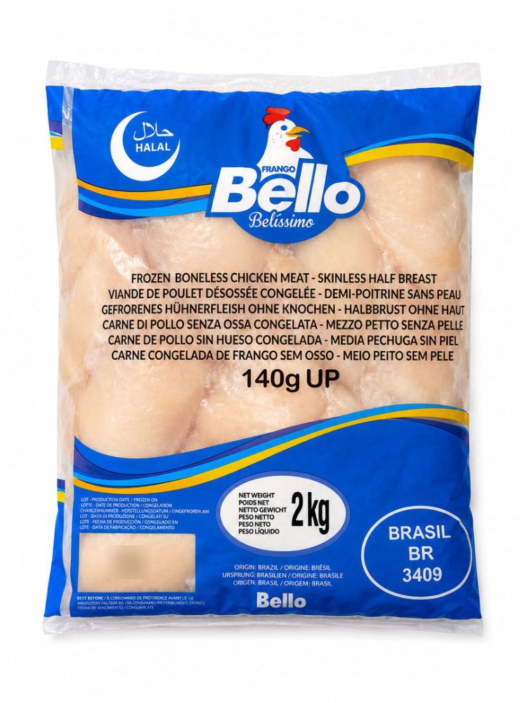 PEITO FRANGO NAT. CONG. EMB. (cx:6 Sacos x 2kg) BRASIL