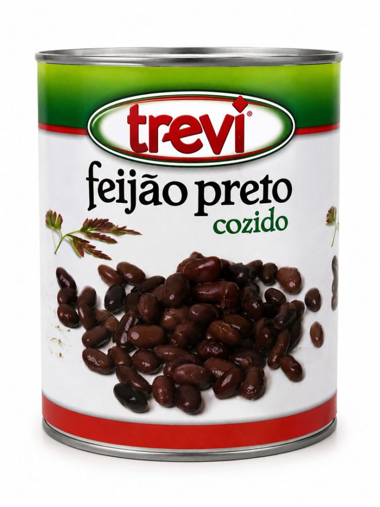 FEIJAO PRETO COZIDO LATA 12X820GR - TREVI
