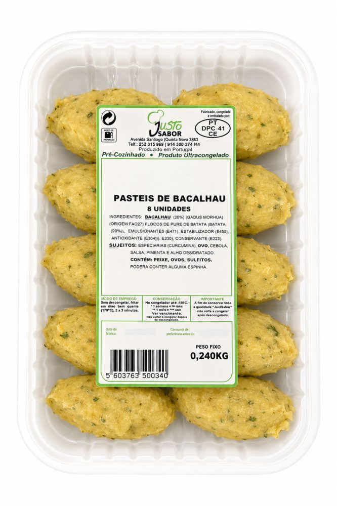 PASTEIS DE BACALHAU (cx.10cv X 8un) JUSTOSABOR